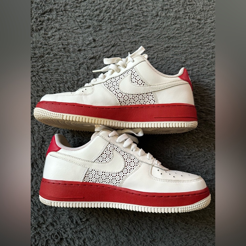 Vintage Nike Air Force 1 AF1 '07 White Varsity Red Youth Size 6.5 - Picture 12 of 15